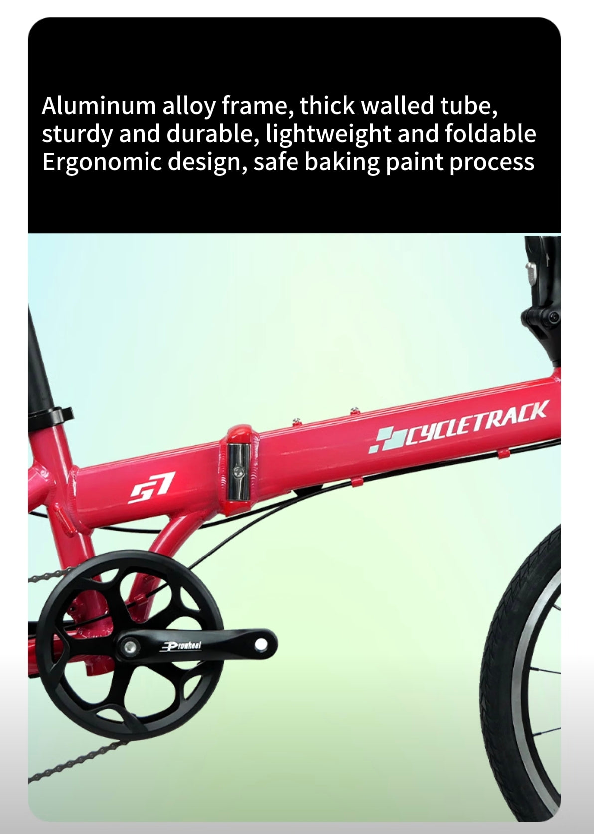 Cycletrack - S7 20 Inch Folding Bike - 7 - Speed Aluminium Alloy, Smooth Shifting & Reliable Braking