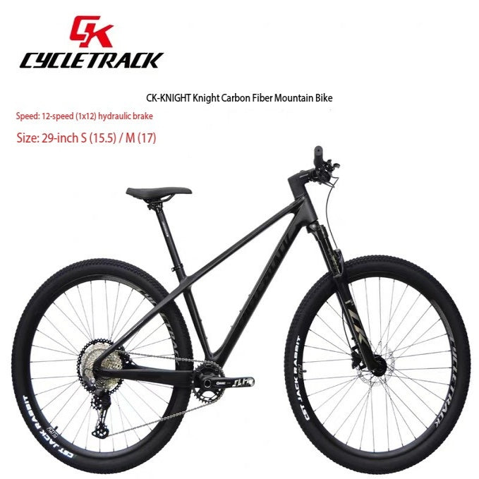 Cycletrack Knight Unisex Carbon Fiber Mountain Bike with 12-Speed and Hydraulic Disc Brakes