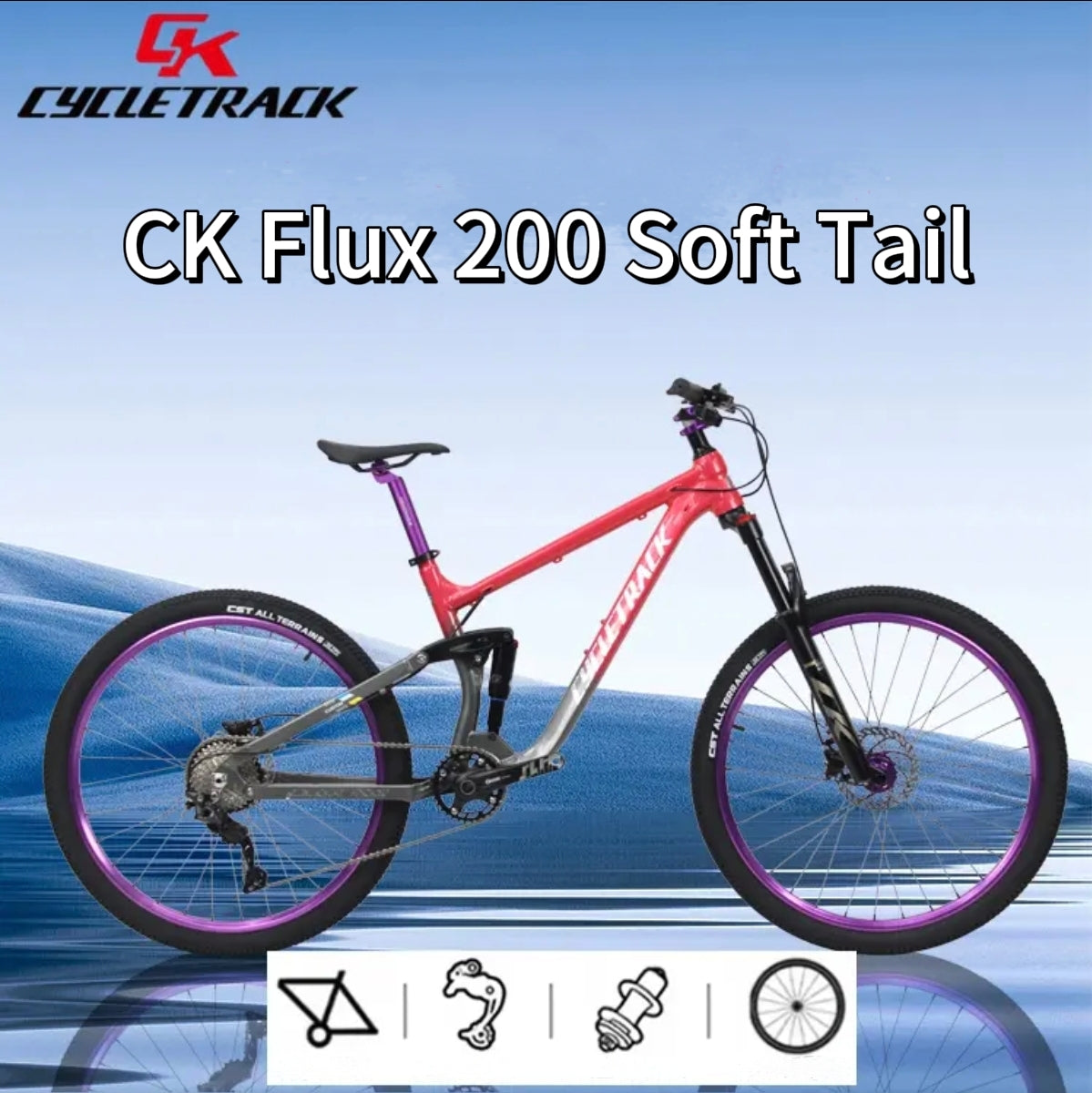 Cycletrack- FLUX200 10 - Speed Suspension MTB Bike | Lightweight Aluminum Alloy Mountain Bicycle